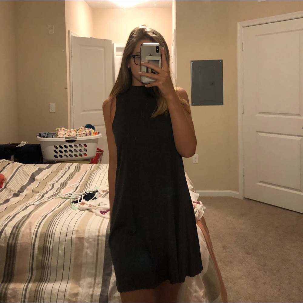 High Neck Dark Grey Dress